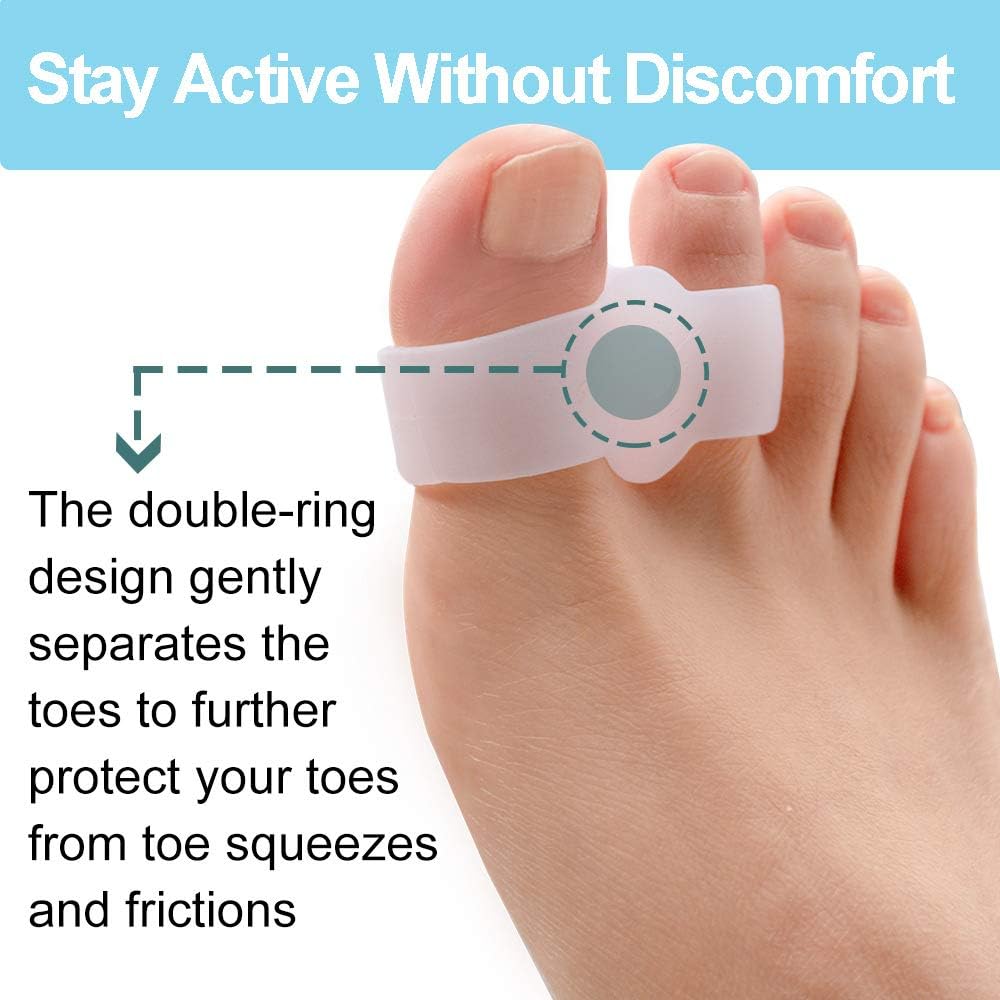 Pack of 12 Bunion Corrector, Toe Separators with 2 Loops, Big Toe Space Suitable for Bunion Pain Relief and Separating Overlapping Toes (White) - Image 4