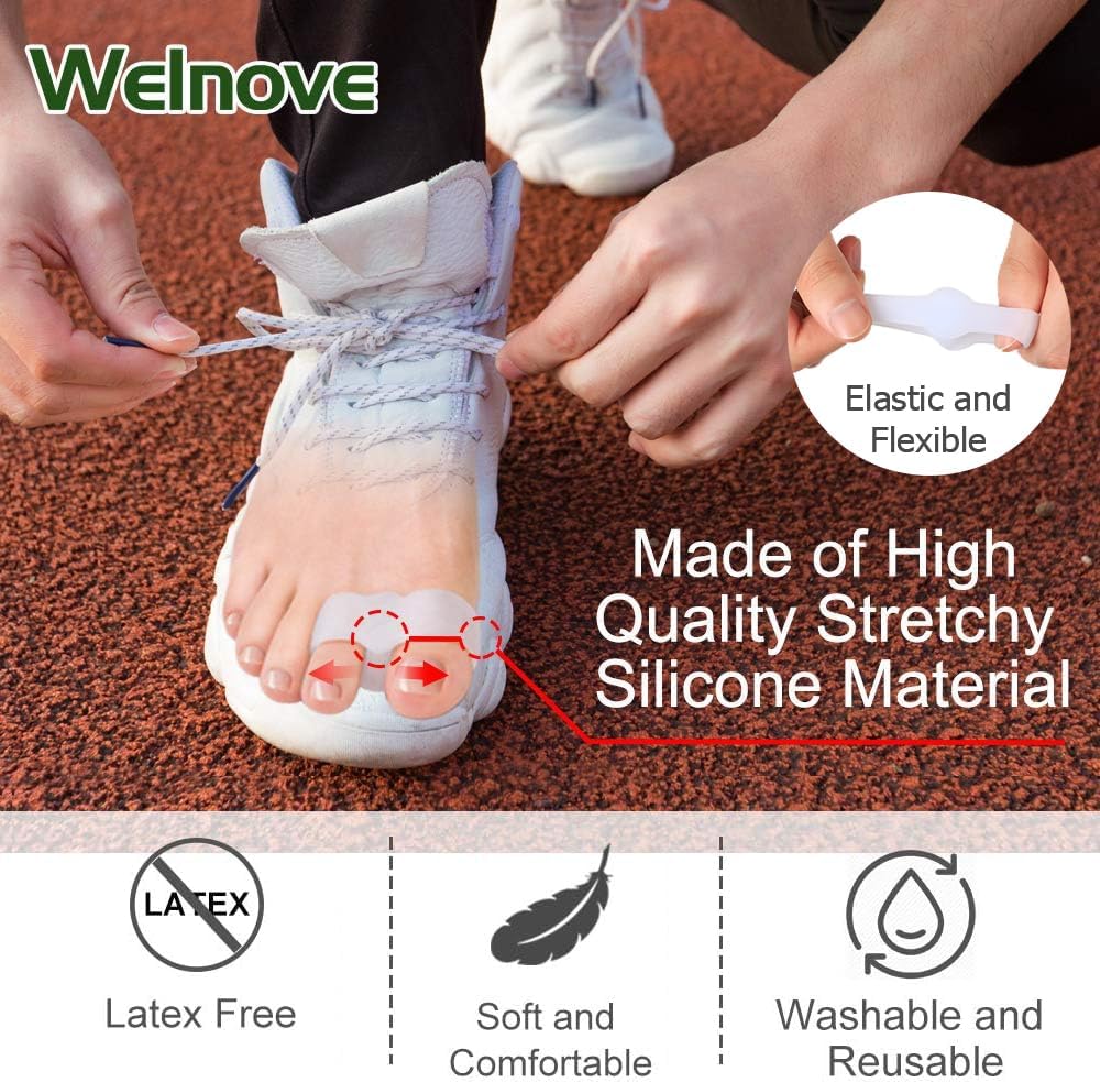 Pack of 12 Bunion Corrector, Toe Separators with 2 Loops, Big Toe Space Suitable for Bunion Pain Relief and Separating Overlapping Toes (White) - Image 5