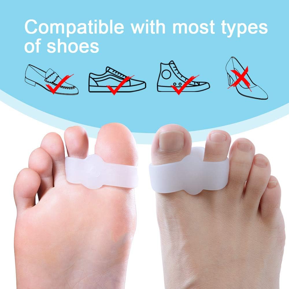 Pack of 12 Bunion Corrector, Toe Separators with 2 Loops, Big Toe Space Suitable for Bunion Pain Relief and Separating Overlapping Toes (White) - Image 6
