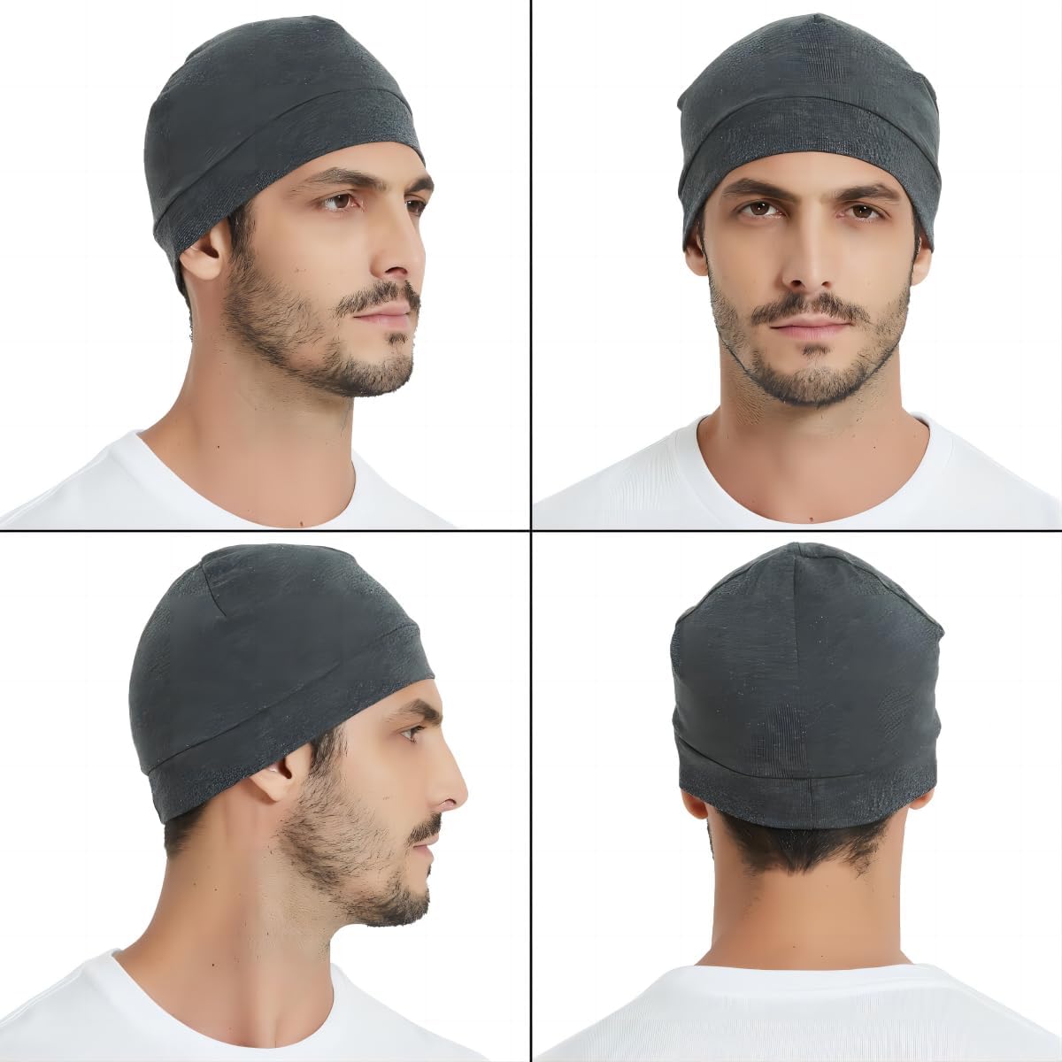 100% Cotton Beanie Hat, 2-Pack Unisex Skull Cap Helmet Liner for Running Cycling Skiing Sleeping Chemo Headwear - Image 7
