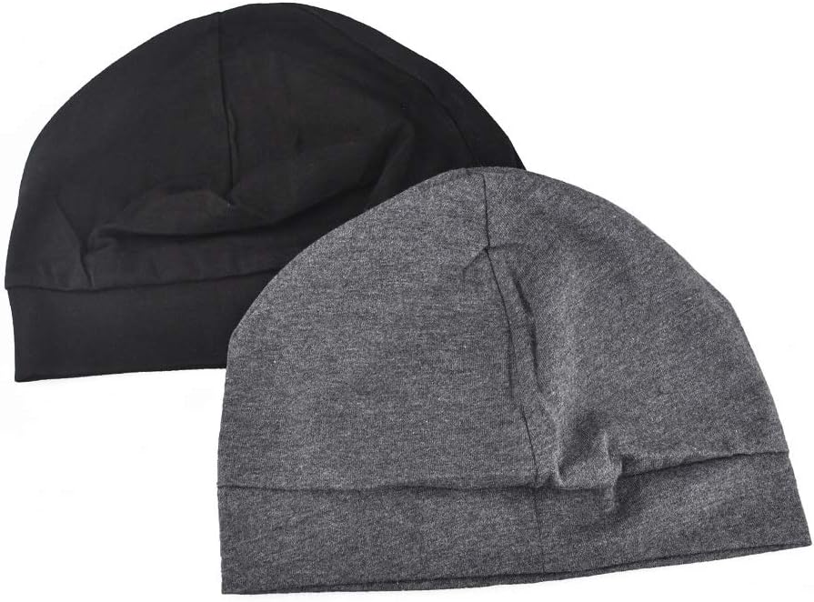 100% Cotton Beanie Hat, 2-Pack Unisex Skull Cap Helmet Liner for Running Cycling Skiing Sleeping Chemo Headwear - Image 8