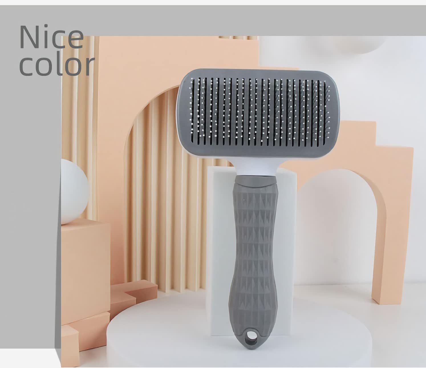 Cat Dog Brush for shedding,Pet Grooming Brush for Cats Dogs Massage,Shedding Brush for Short or Long Hair,Self Cleaning Slicker Brush,Easy to Removes Loose Undercoat, Tangled Hair (grey) - Image 4