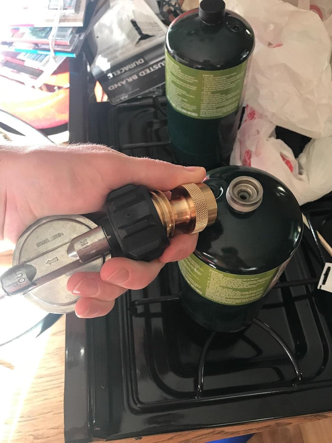 Steak Saver 20lb to 1lb Propane Tank Adapter for Disposable Throwaway Cylinder, Converter Universal 1 Pound / 16.4oz Disposable Small Tank for 20 or 30lb LP Gas Big Tank - Image 4
