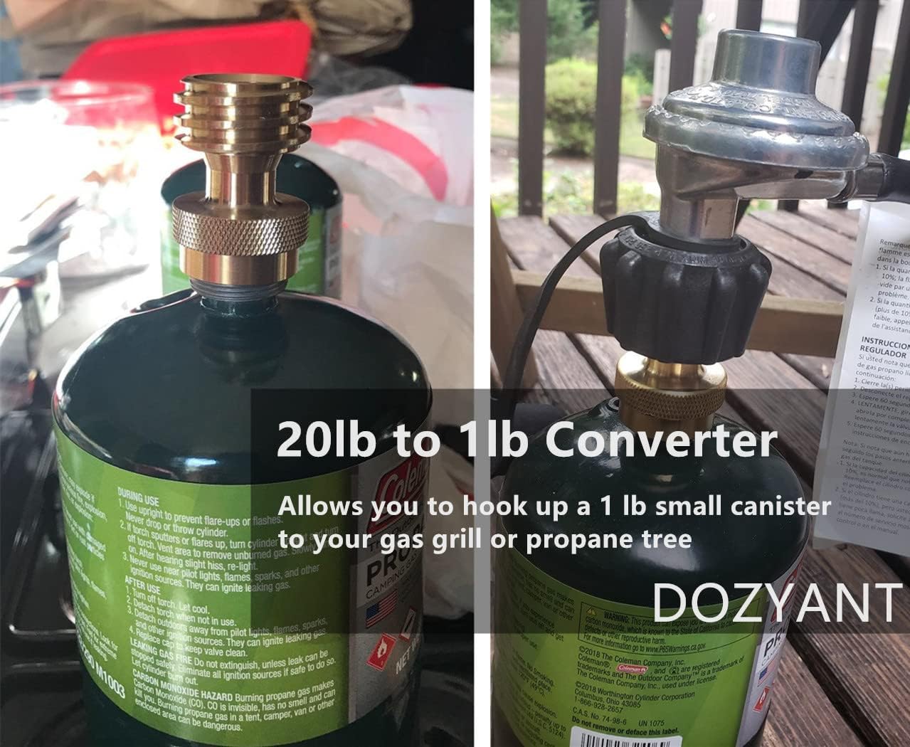 Steak Saver 20lb to 1lb Propane Tank Adapter for Disposable Throwaway Cylinder, Converter Universal 1 Pound / 16.4oz Disposable Small Tank for 20 or 30lb LP Gas Big Tank - Image 5