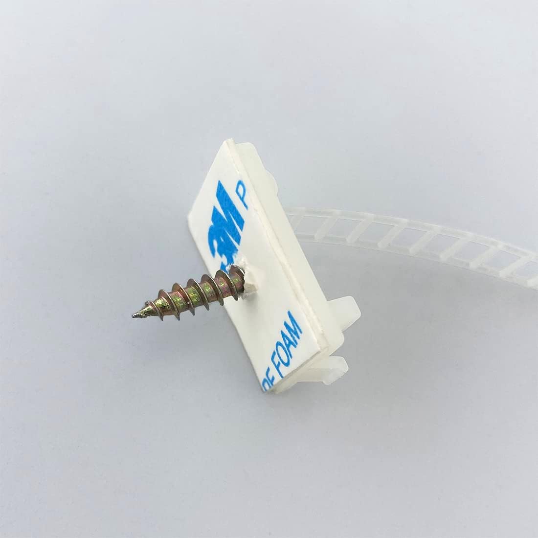 Wire Management Clips Clear (Yellowish) with Screw Hole (50 Pack) Adjustable Zip Ties 3 Inch with 3M Adhesive Tape,Adhesive Clips for Christmas Lights,Desk,Wall to Hold Extension Cord - Image 2