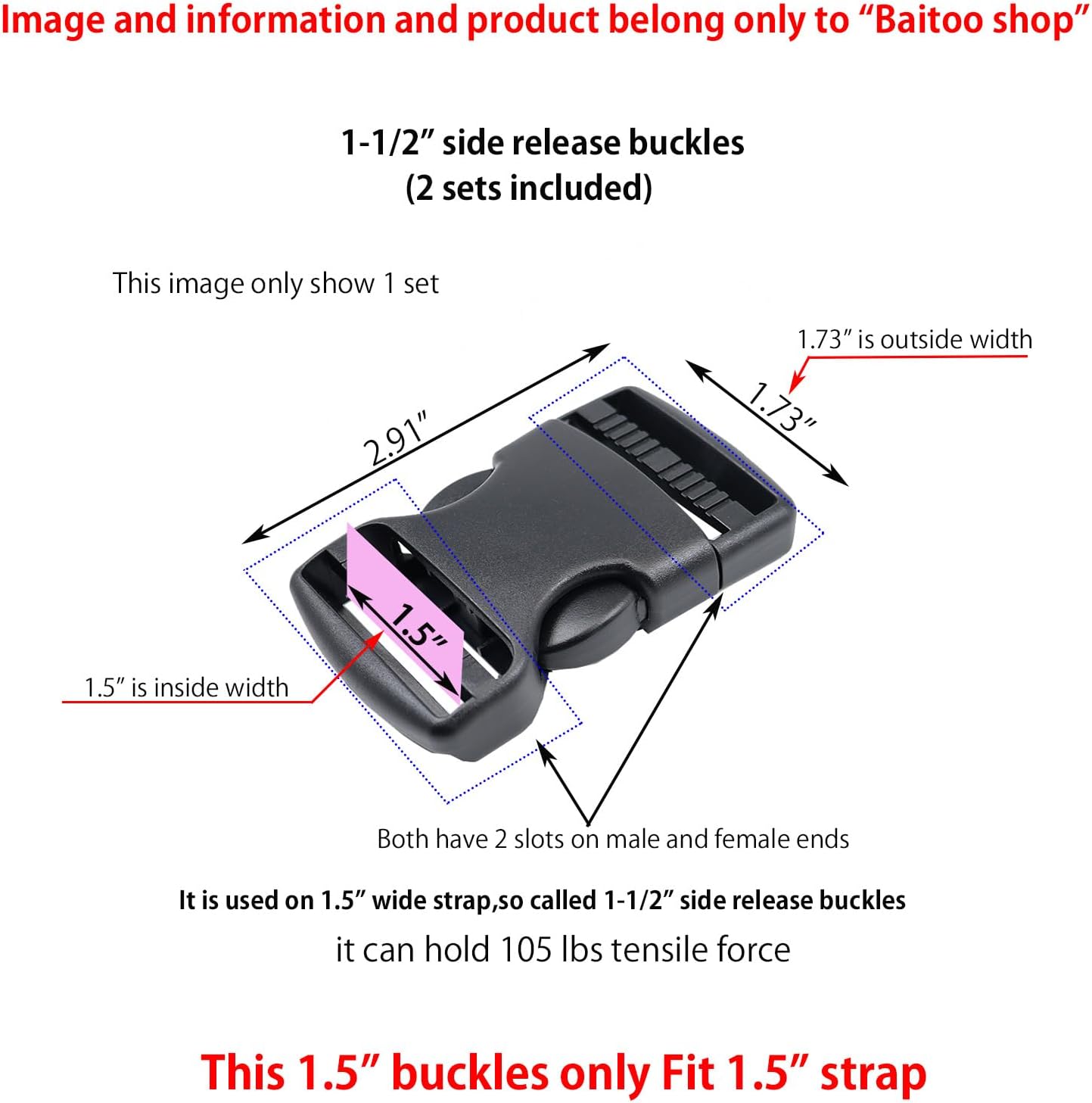 Side Release Buckles 5/8,3/4,1,1-1/4,1-1/2,2 inch Heavy Duty Plastic Buckle Clips Snaps Backpack Buckle Replacement - Image 7