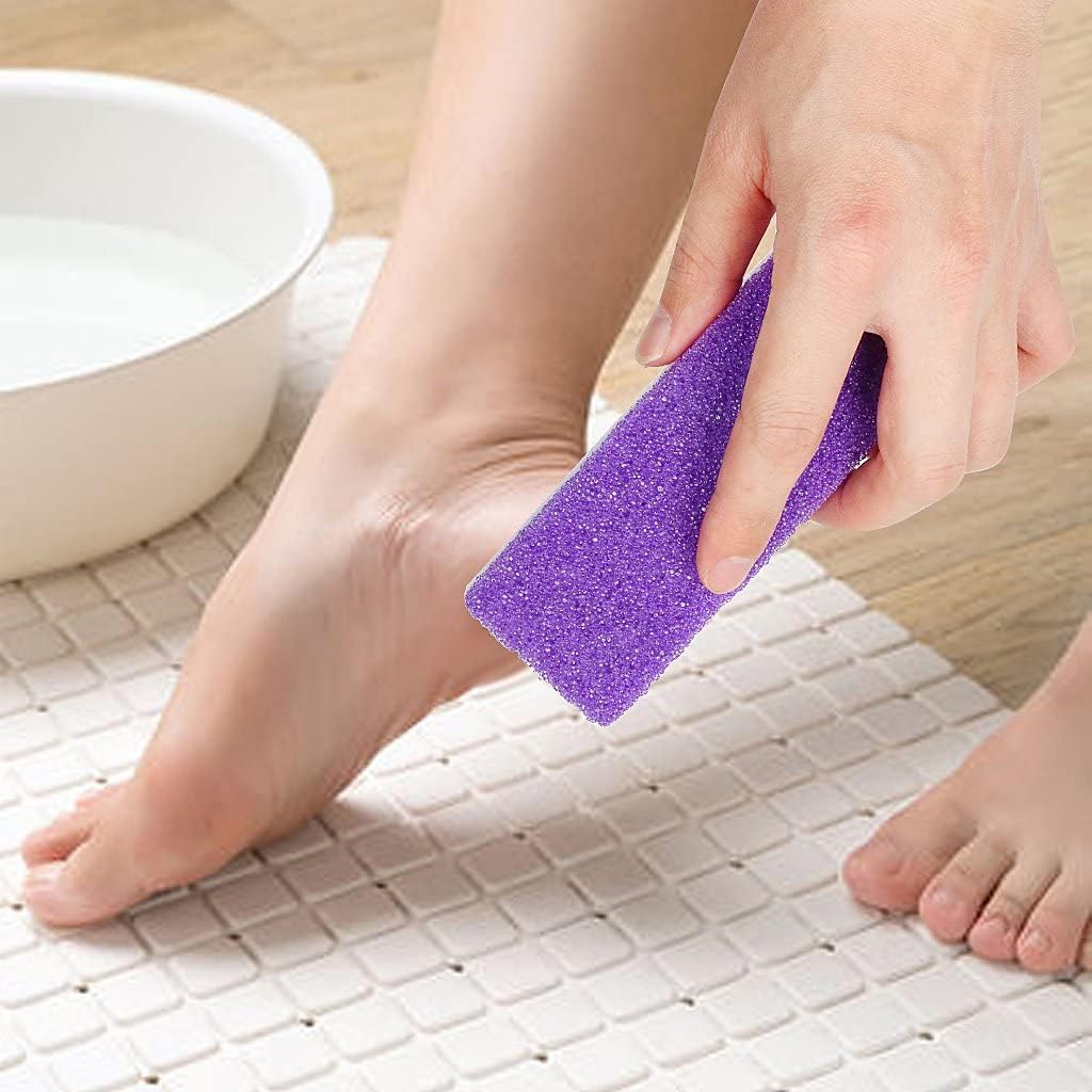 Foot Pumice Stone 4 Packs Set Double Sided Callus Remover Hard Skin and Dead Skin Scrubber Pedicure Tools for Foot Caring-Purple - Image 3