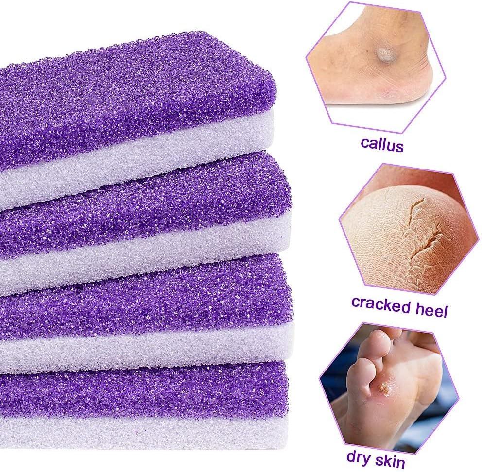 Foot Pumice Stone 4 Packs Set Double Sided Callus Remover Hard Skin and Dead Skin Scrubber Pedicure Tools for Foot Caring-Purple - Image 4