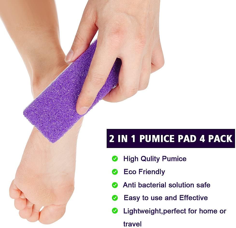 Foot Pumice Stone 4 Packs Set Double Sided Callus Remover Hard Skin and Dead Skin Scrubber Pedicure Tools for Foot Caring-Purple - Image 5