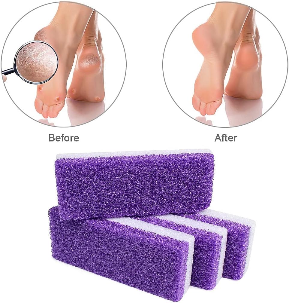 Foot Pumice Stone 4 Packs Set Double Sided Callus Remover Hard Skin and Dead Skin Scrubber Pedicure Tools for Foot Caring-Purple - Image 6