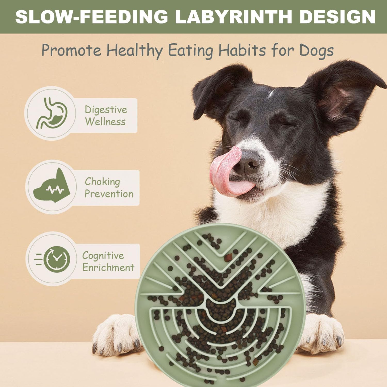 Slow Feeder Dog Bowl for Medium & Small Pets, Anti Choking Puzzle Dog Food Bowl with Non-Slip Base, Interactive Pet Slow Eating, Silicone Cat Feeder for Puppies & Cats - Image 5
