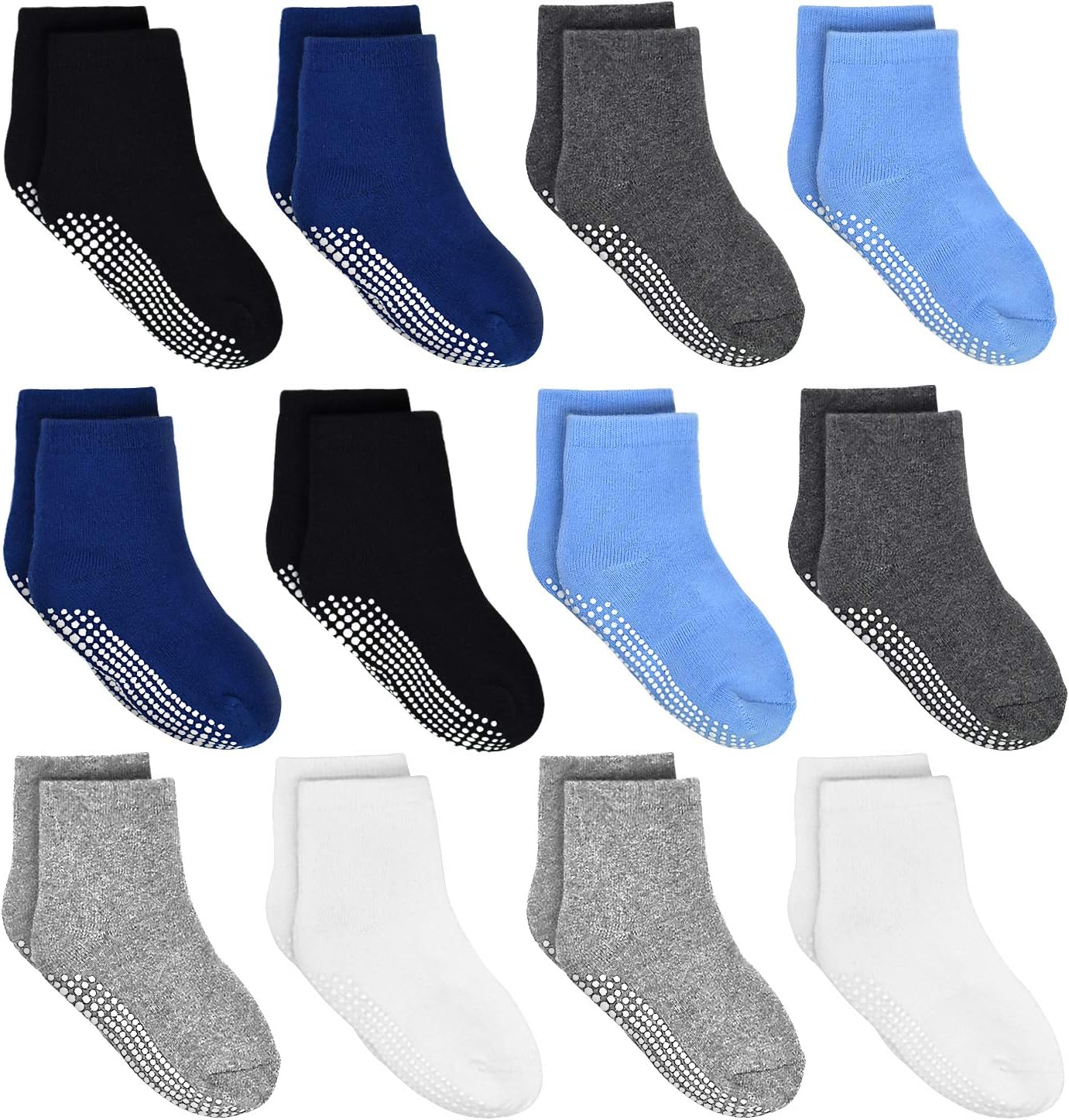 Kids Non Slip Toddler Boy Grip Socks 12 Pairs Anti Skid Sticky Socks for 1-10 Years Baby Children Girls - Image 1