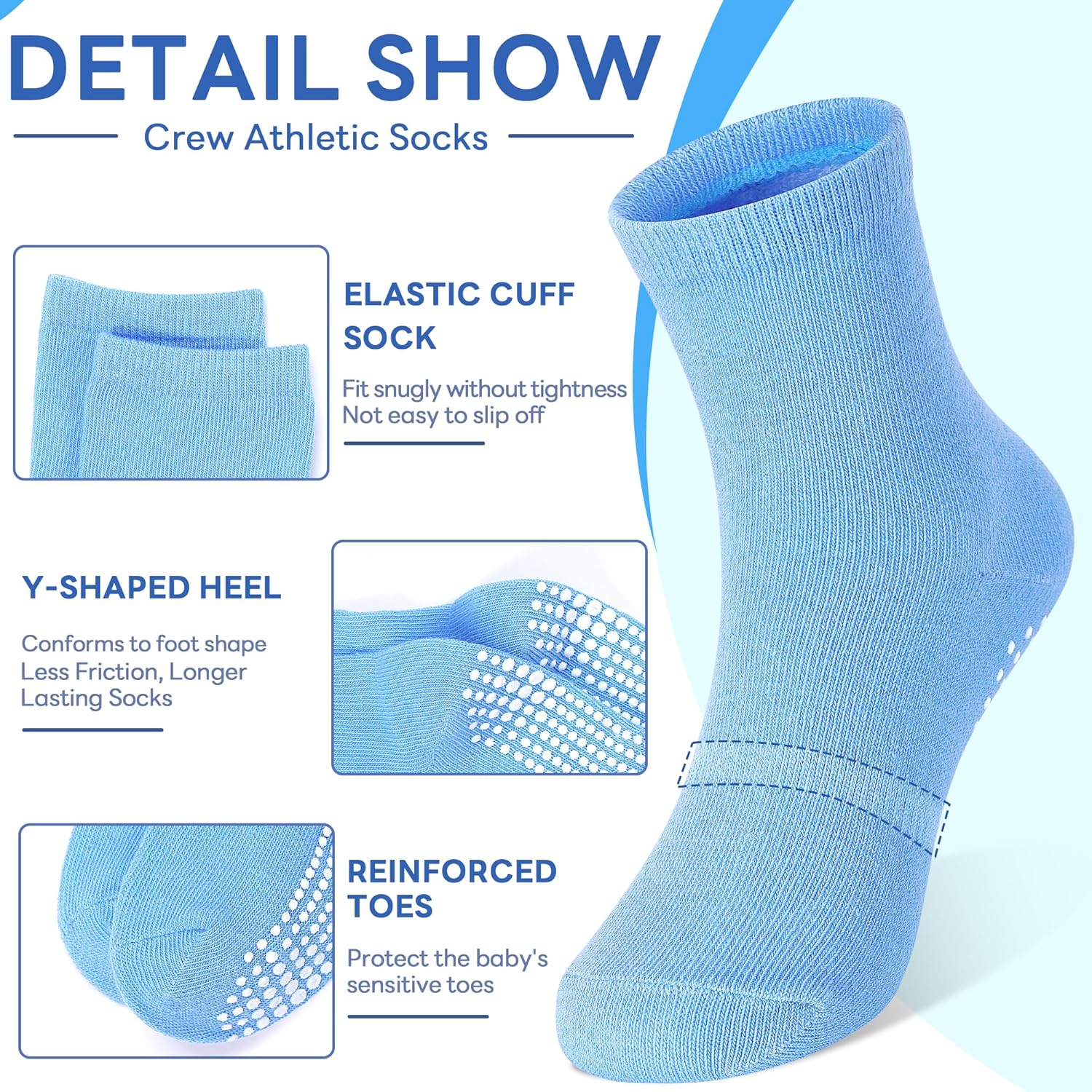 Kids Non Slip Toddler Boy Grip Socks 12 Pairs Anti Skid Sticky Socks for 1-10 Years Baby Children Girls - Image 2