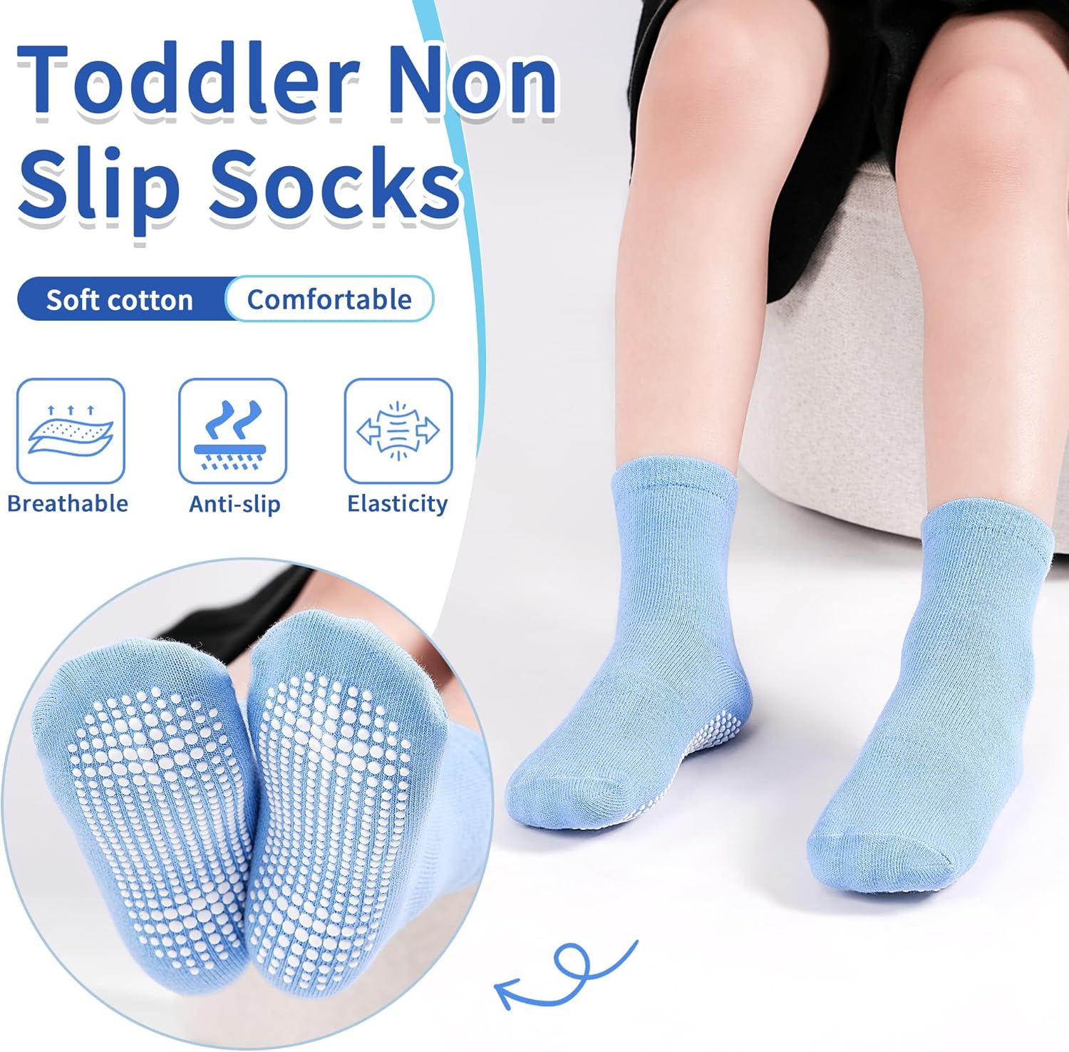 Kids Non Slip Toddler Boy Grip Socks 12 Pairs Anti Skid Sticky Socks for 1-10 Years Baby Children Girls - Image 3