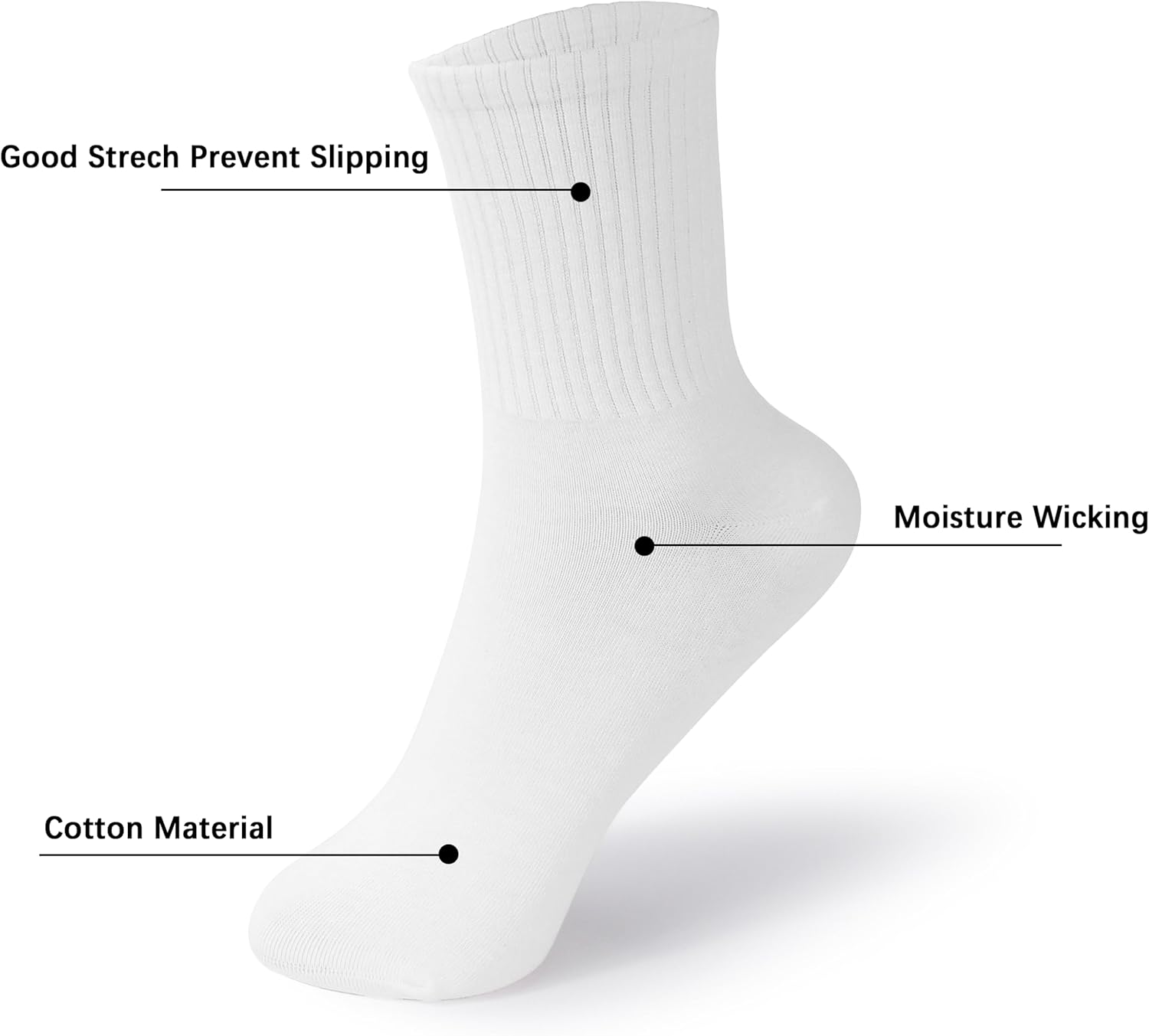 Women Crew Sock Cotton Casual Calf Socks 6 Pairs Size 5-10 - Image 4