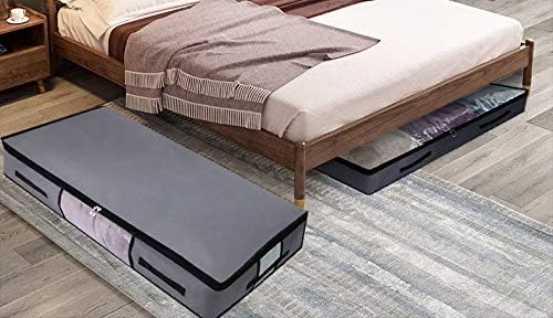 2 Pack Soft Underbed Storage Containers with 4 Handles & Transparent Lid for Easy find,Durable Material, Foldable, Dark Gray - Image 4