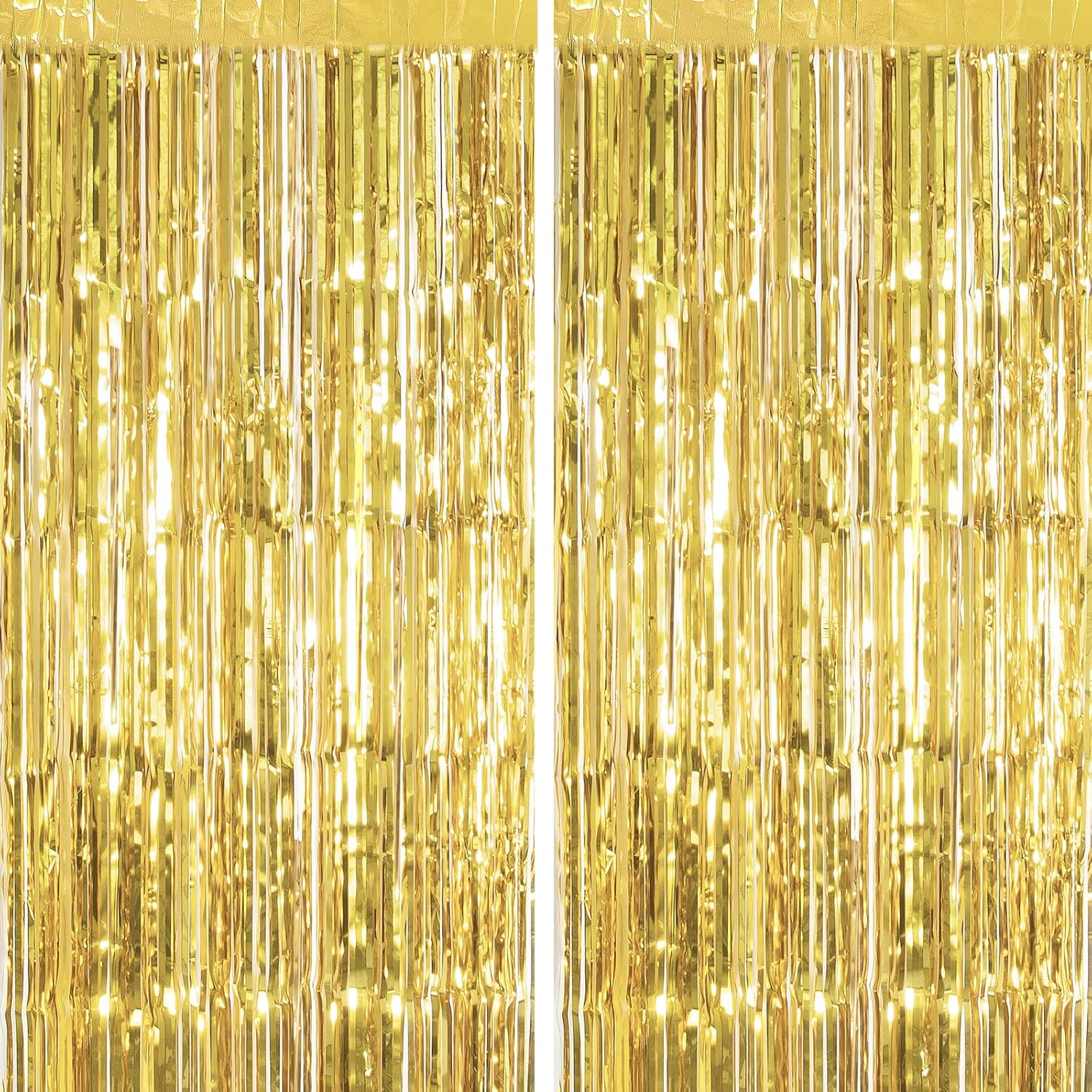 2 Pack Gold Foil Fringe Curtain Metallic Foil Curtain for Wedding Birthday Party Photo Backdrop Wedding Event Decor - Image 1