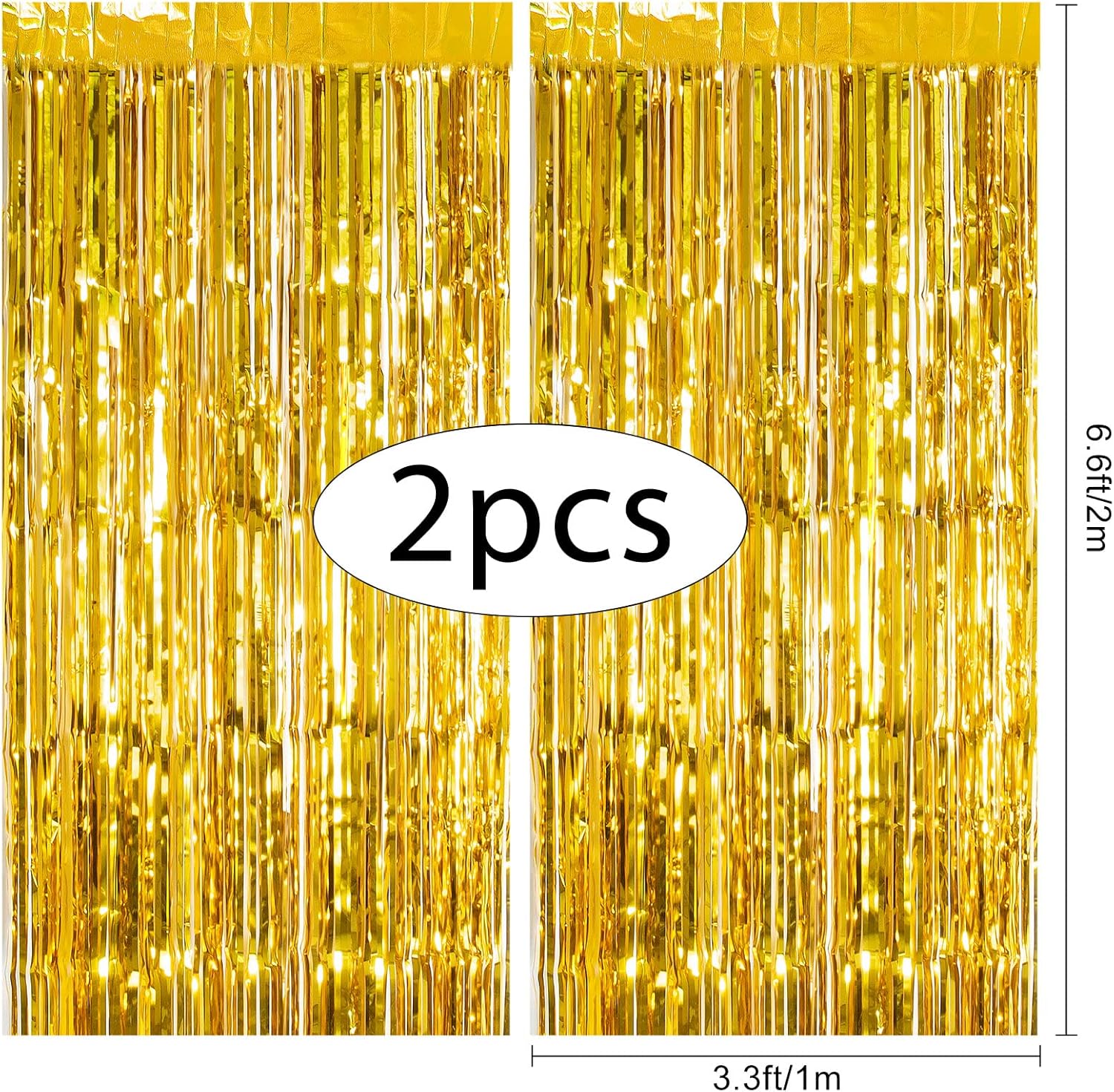 2 Pack Gold Foil Fringe Curtain Metallic Foil Curtain for Wedding Birthday Party Photo Backdrop Wedding Event Decor - Image 2