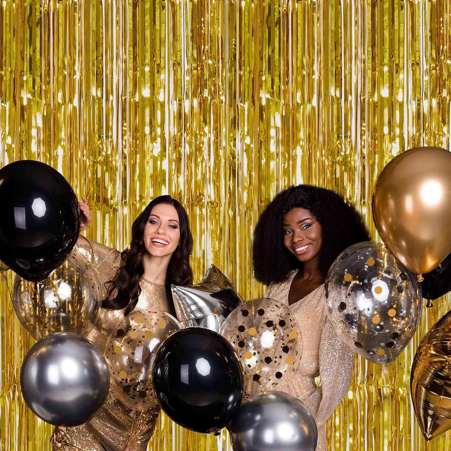 2 Pack Gold Foil Fringe Curtain Metallic Foil Curtain for Wedding Birthday Party Photo Backdrop Wedding Event Decor - Image 7