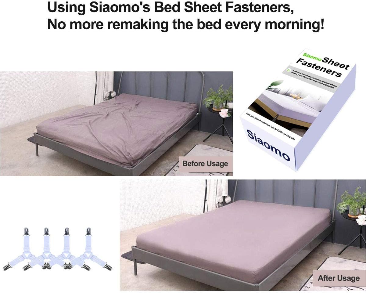 Bed Sheet Holders Straps Fasteners - 4 Pcs Triangle Sheet Fasteners Fitted Flat Sheet Corner Holder Elastic Adjustable Bed Band Sheet Holders Clip Suspenders Grippers White - Image 3