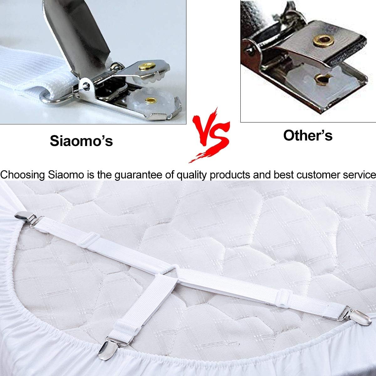 Bed Sheet Holders Straps Fasteners - 4 Pcs Triangle Sheet Fasteners Fitted Flat Sheet Corner Holder Elastic Adjustable Bed Band Sheet Holders Clip Suspenders Grippers White - Image 7