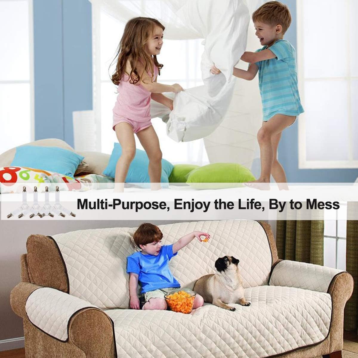 Bed Sheet Holders Straps Fasteners - 4 Pcs Triangle Sheet Fasteners Fitted Flat Sheet Corner Holder Elastic Adjustable Bed Band Sheet Holders Clip Suspenders Grippers White - Image 8