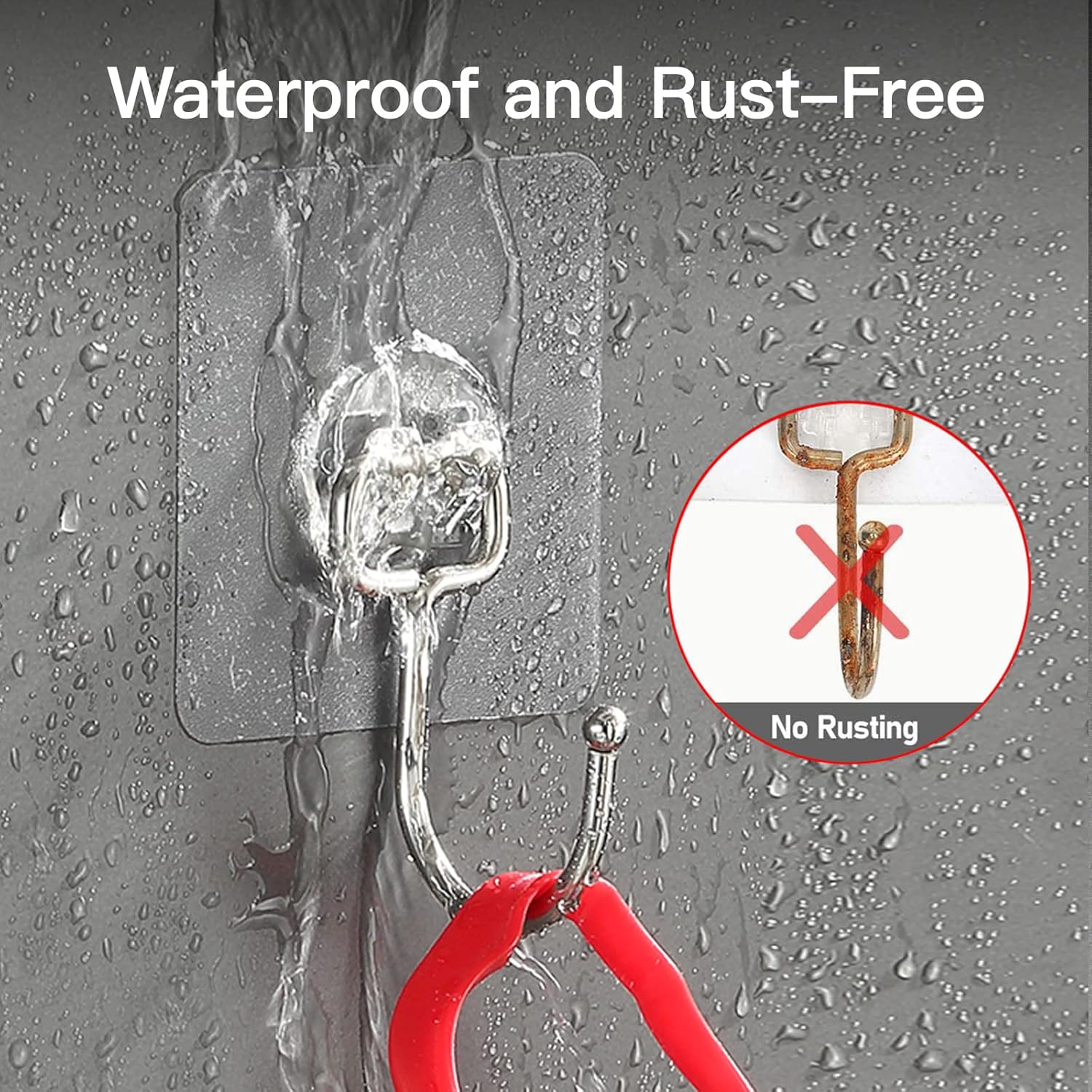 Large Adhesive Hooks for Hanging Heavy-Duty 44Ib(Max) 10 Packs, Wall Hooks Without Nails Self-Adhesive Traceless Clear and Removable, Waterproof and Rustproof Multiple Uses Bathroom Kitchen Home - Image 3