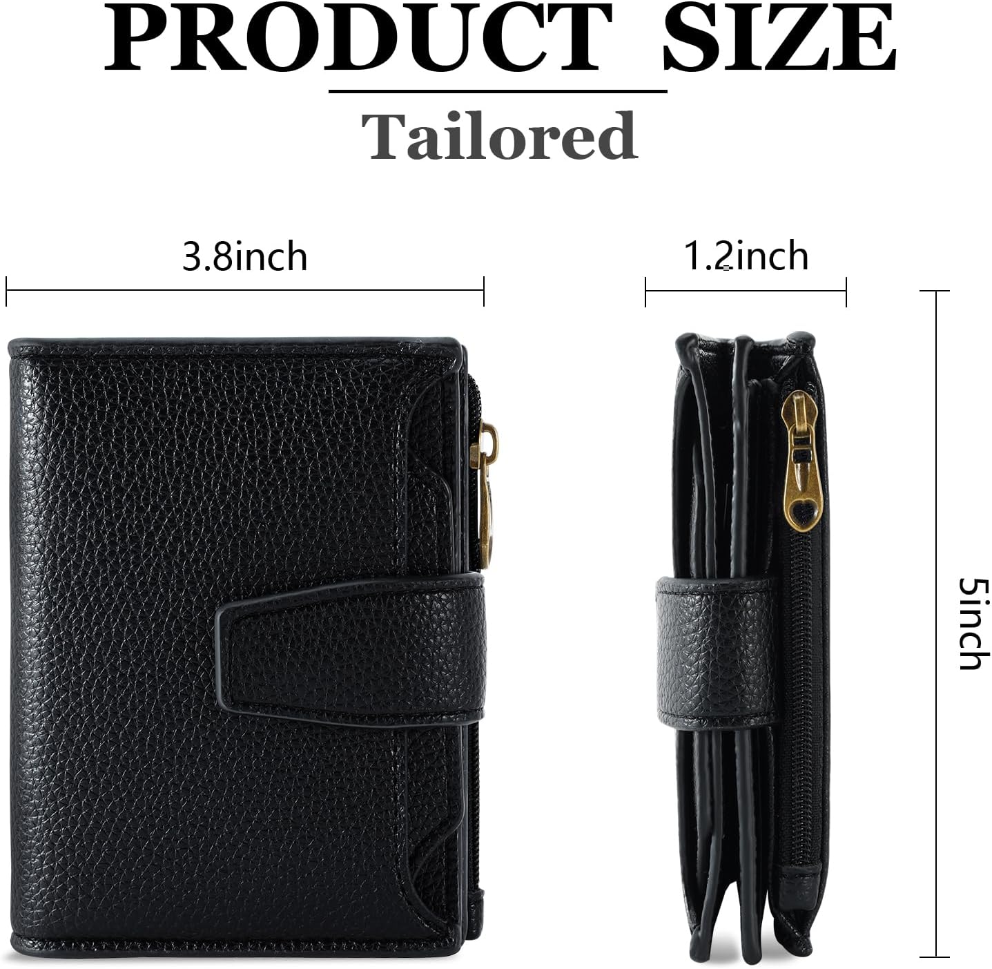 Small Wallet Women RFID Blocking Genuine Leather Bifold Compact Card Holder for Women with Zipper Coin Pocket 4 ID Windows - Image 3