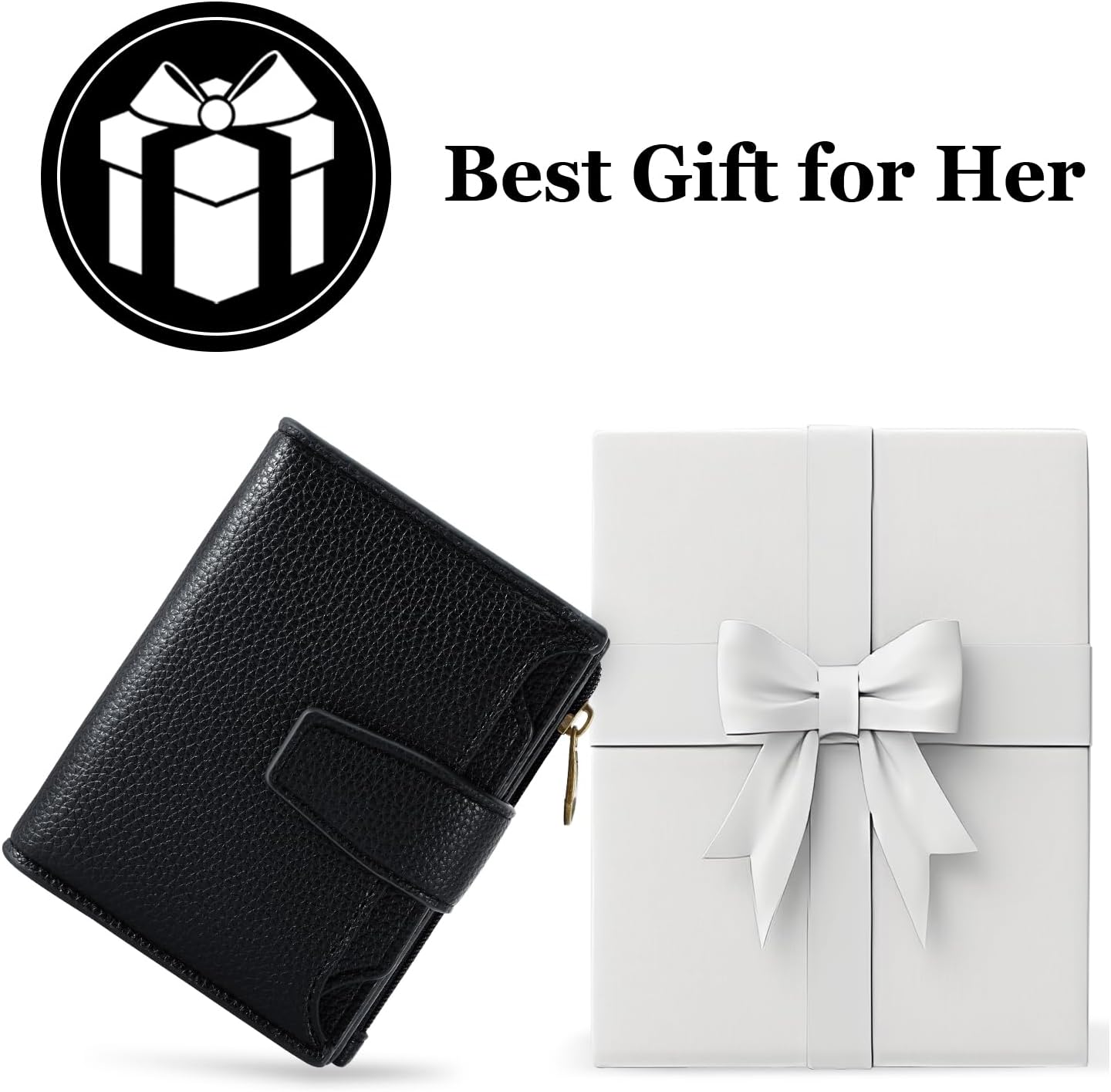 Small Wallet Women RFID Blocking Genuine Leather Bifold Compact Card Holder for Women with Zipper Coin Pocket 4 ID Windows - Image 7