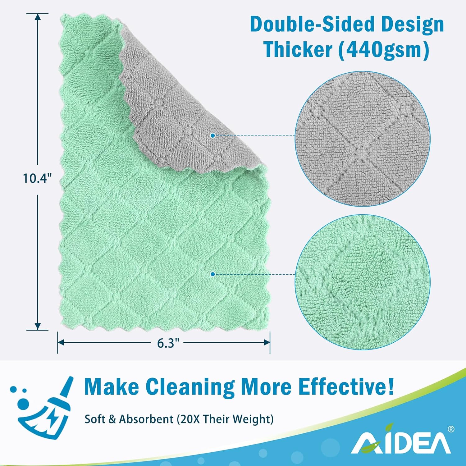 Kitchen Dish Cloth - 12 Pack, Super Absorbent Coral Fleece Dish Cloths, No Odor Reusable Dish Rags, Premium Microfiber Cleaning Cloths, Nonstick Oil Washable Fast Drying 6.3
