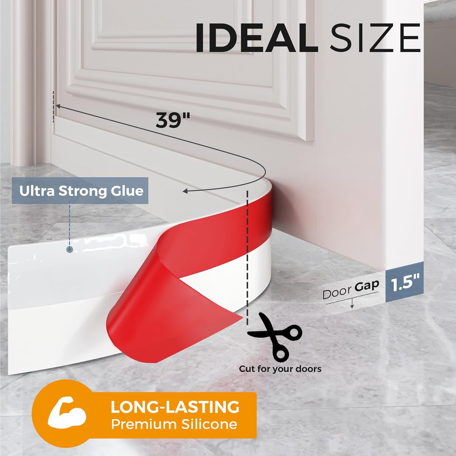 2 Pack Door Draft Stopper, Under Door Draft Blocker, Soundproof Weather Stripping Door Seal, 2