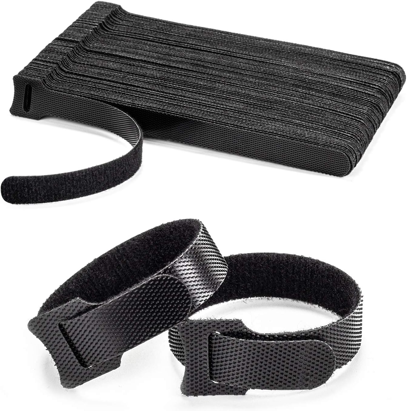 80PCS Reusable Cable Ties, Black Adjustable 6-Inch Cord Organizer Ties, Multi-Purpose Hook Loop Cable Management Wire Ties for Organizing Home, Office, Data Centers - Image 1