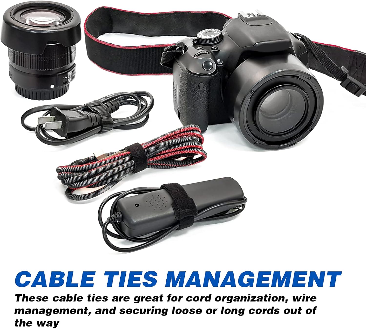 80PCS Reusable Cable Ties, Black Adjustable 6-Inch Cord Organizer Ties, Multi-Purpose Hook Loop Cable Management Wire Ties for Organizing Home, Office, Data Centers - Image 7