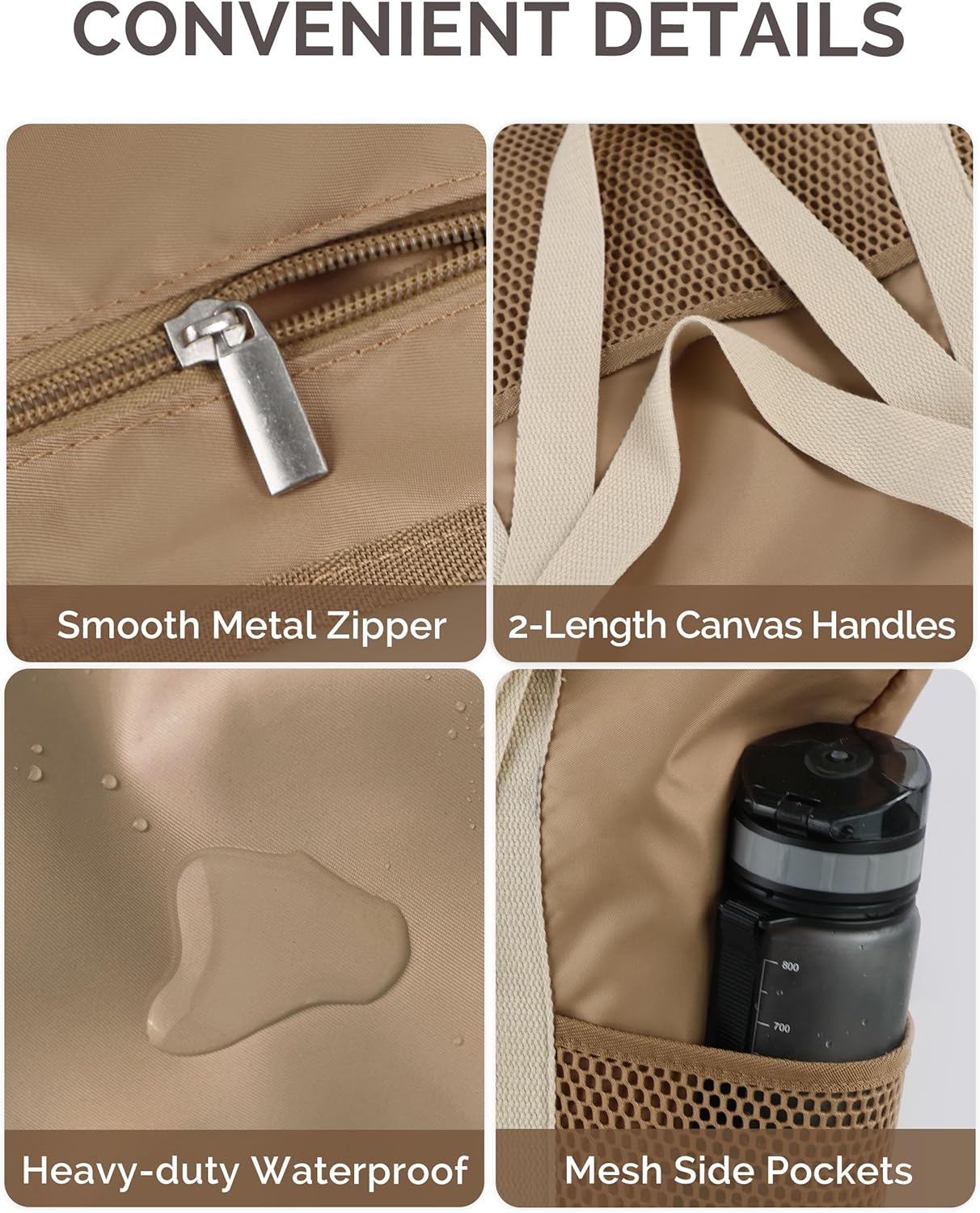 Beach Bag Large Waterproof Sandproof Tote for Women with Zipper and Mesh Pockets - Image 7