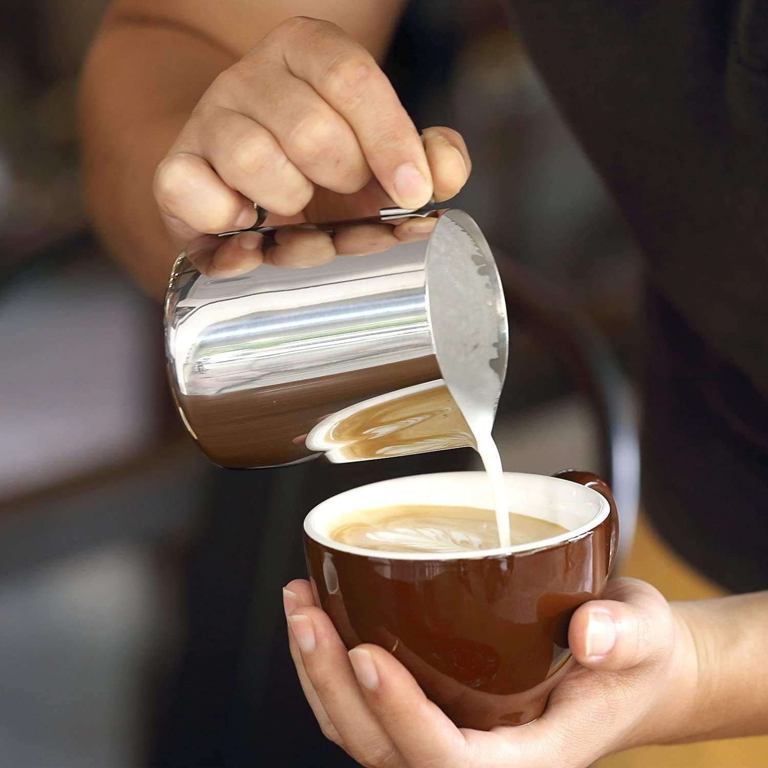 Milk Frothing Pitcher, 12oz Milk Frother Cup Espresso Cup Stainless Steel - Image 2