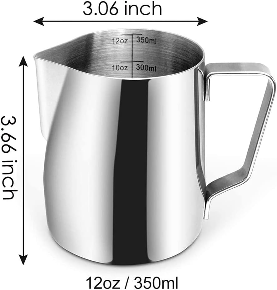 Milk Frothing Pitcher, 12oz Milk Frother Cup Espresso Cup Stainless Steel - Image 4