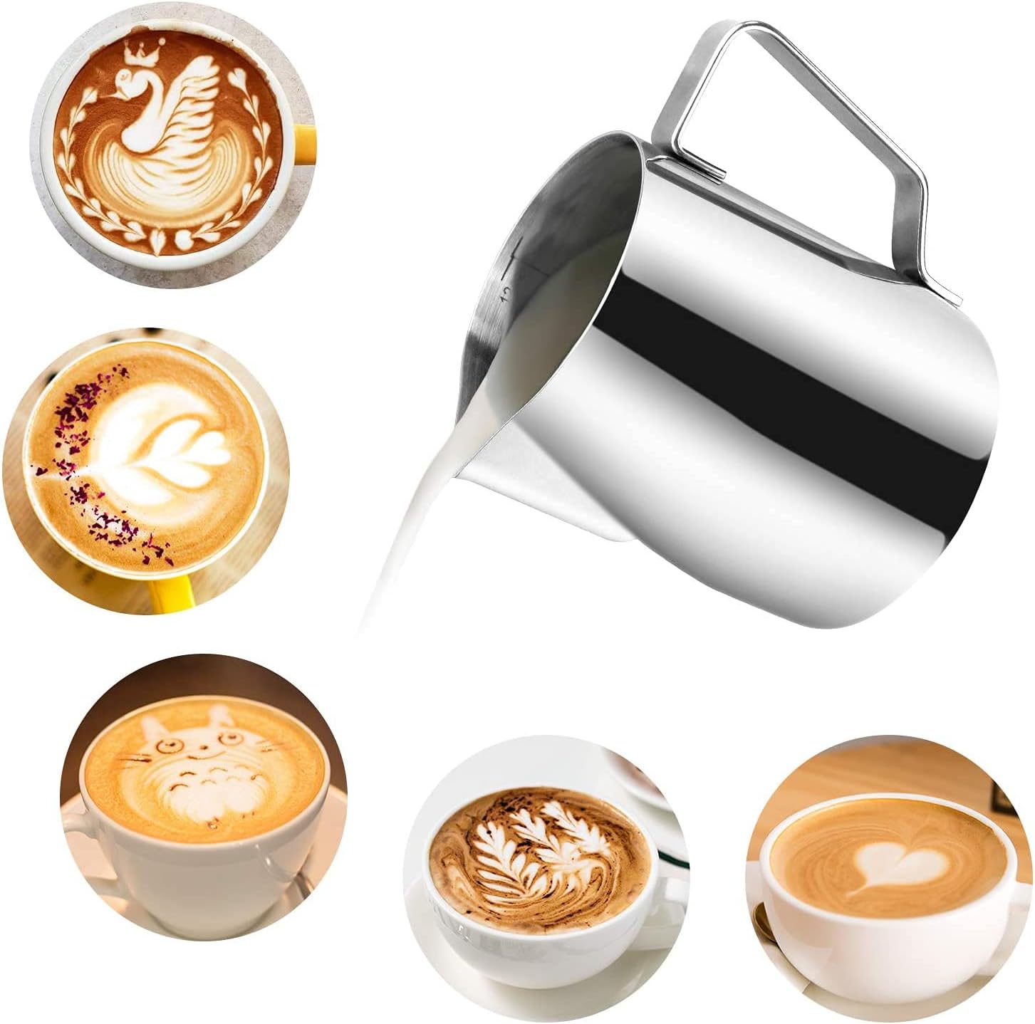 Milk Frothing Pitcher, 12oz Milk Frother Cup Espresso Cup Stainless Steel - Image 7