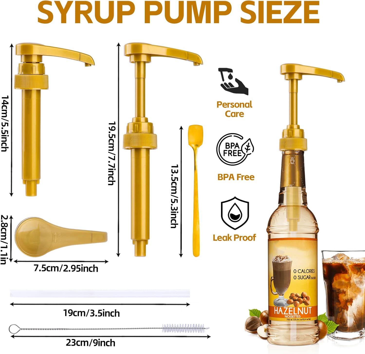 4PCS Syrup Pump for 25.4 Oz/750ml Flavorings Bottles, Coffee Syrup Pump Dispenser, Compatible with Torani, Matteo's, DaVinci, Jordans Skinny Syrups Bottles, Syrup Dispenser for Coffee Bar Accessories - Image 2