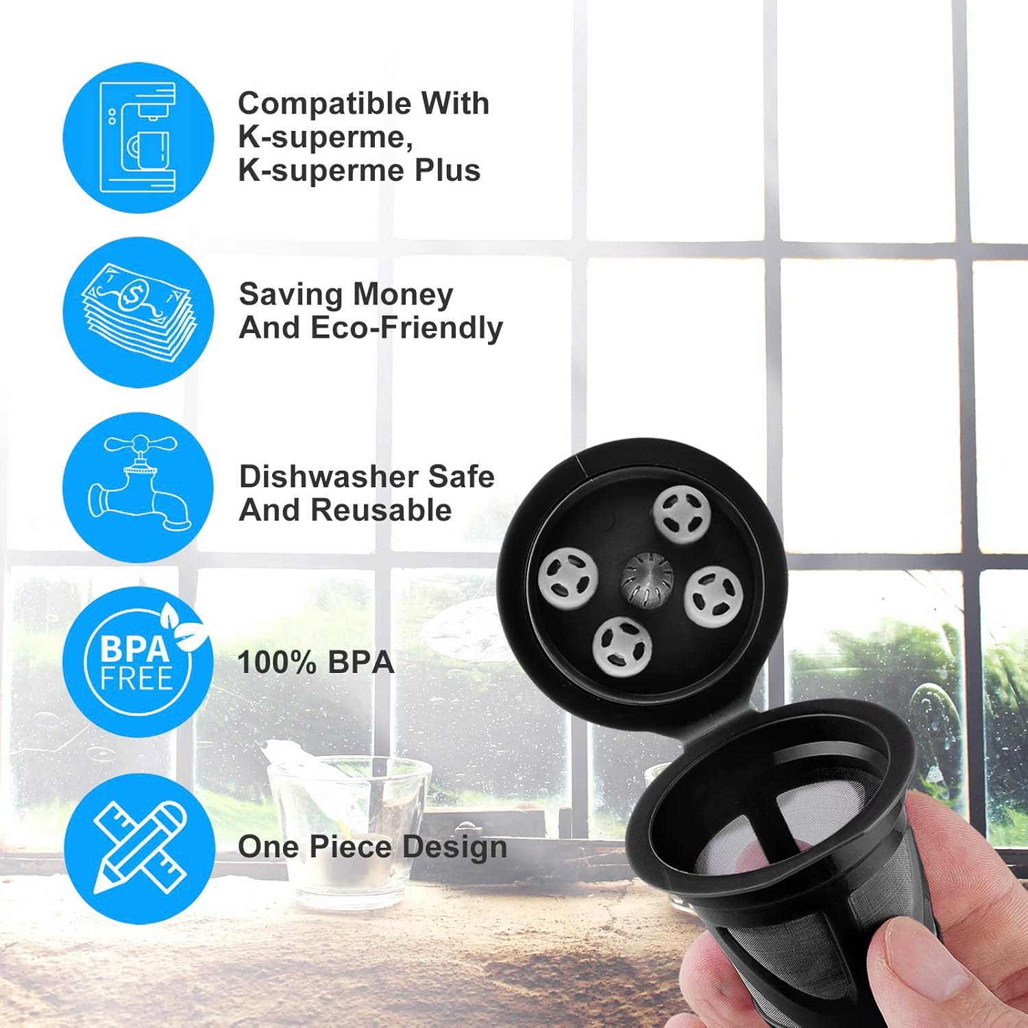 Reusable K Cups Compatible for Keurig Supreme and K-Supreme Plus, Refillable Kcup for Keurig Supreme Coffee Maker - MultiStream Coffee Pods Filter (4 Pack) - Image 3