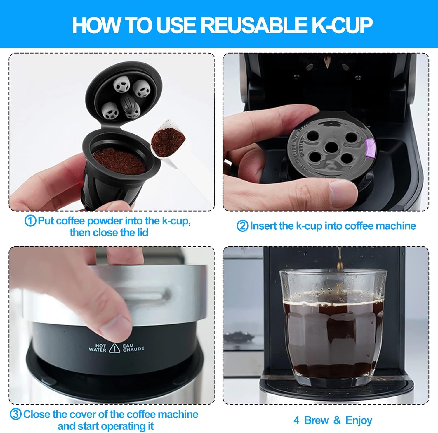 Reusable K Cups Compatible for Keurig Supreme and K-Supreme Plus, Refillable Kcup for Keurig Supreme Coffee Maker - MultiStream Coffee Pods Filter (4 Pack) - Image 5