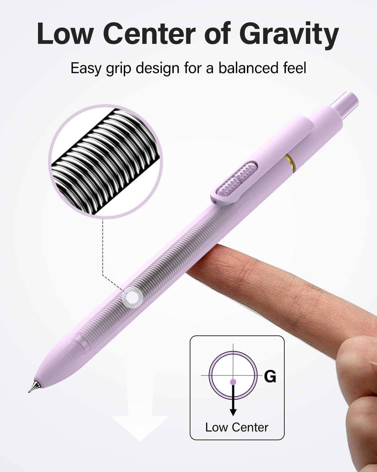 8-Pack Gel Pens, 0.5mm Black Ink Pens Fine Point Smudge-Proof & Fast-Drying, Smooth Ink Retractable Pen for Left Handed School Office Supplies - Image 6