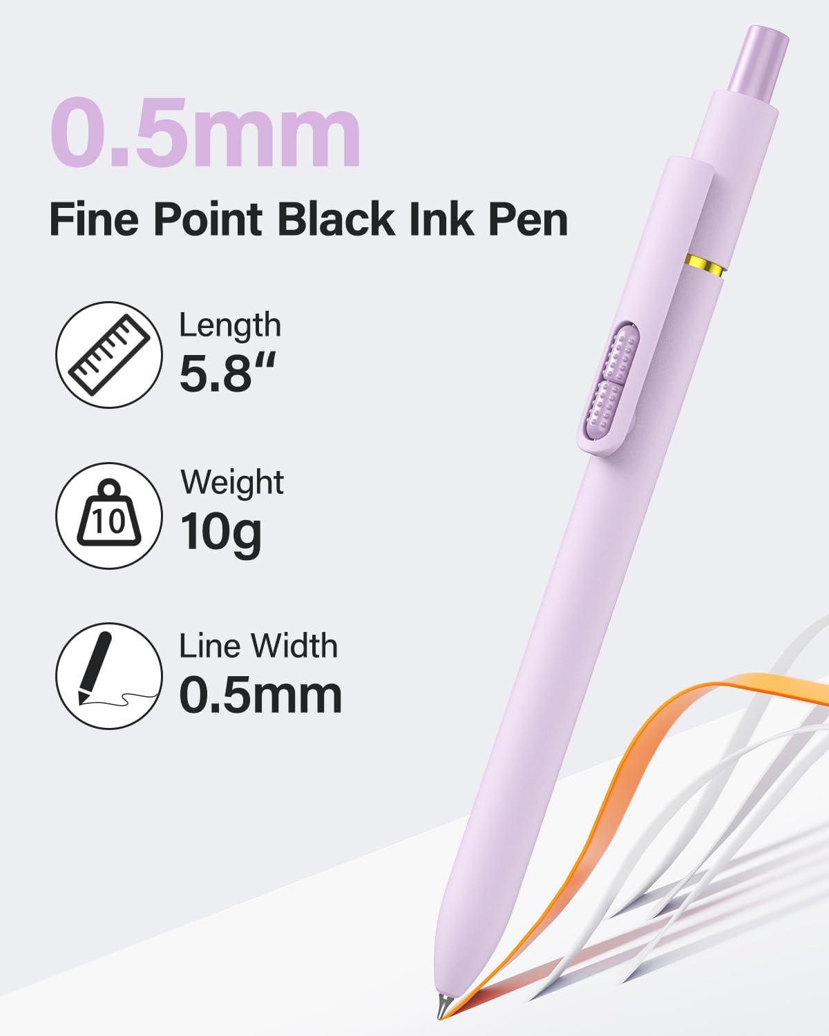 8-Pack Gel Pens, 0.5mm Black Ink Pens Fine Point Smudge-Proof & Fast-Drying, Smooth Ink Retractable Pen for Left Handed School Office Supplies - Image 7