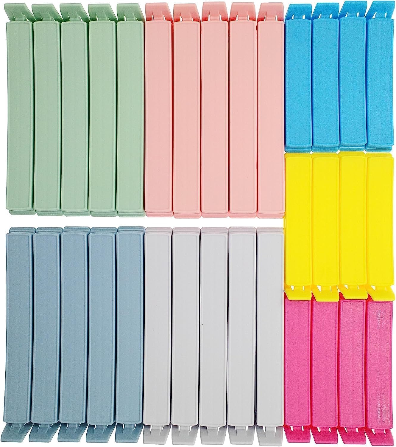 32 PCS Plastic Chip Clips for Food Packages, Curved Design Sealing Bag Clips for Food, Kitchen and Home, 2 Sizes(4.3inch x 20, 3.1inch x 12) - Image 1