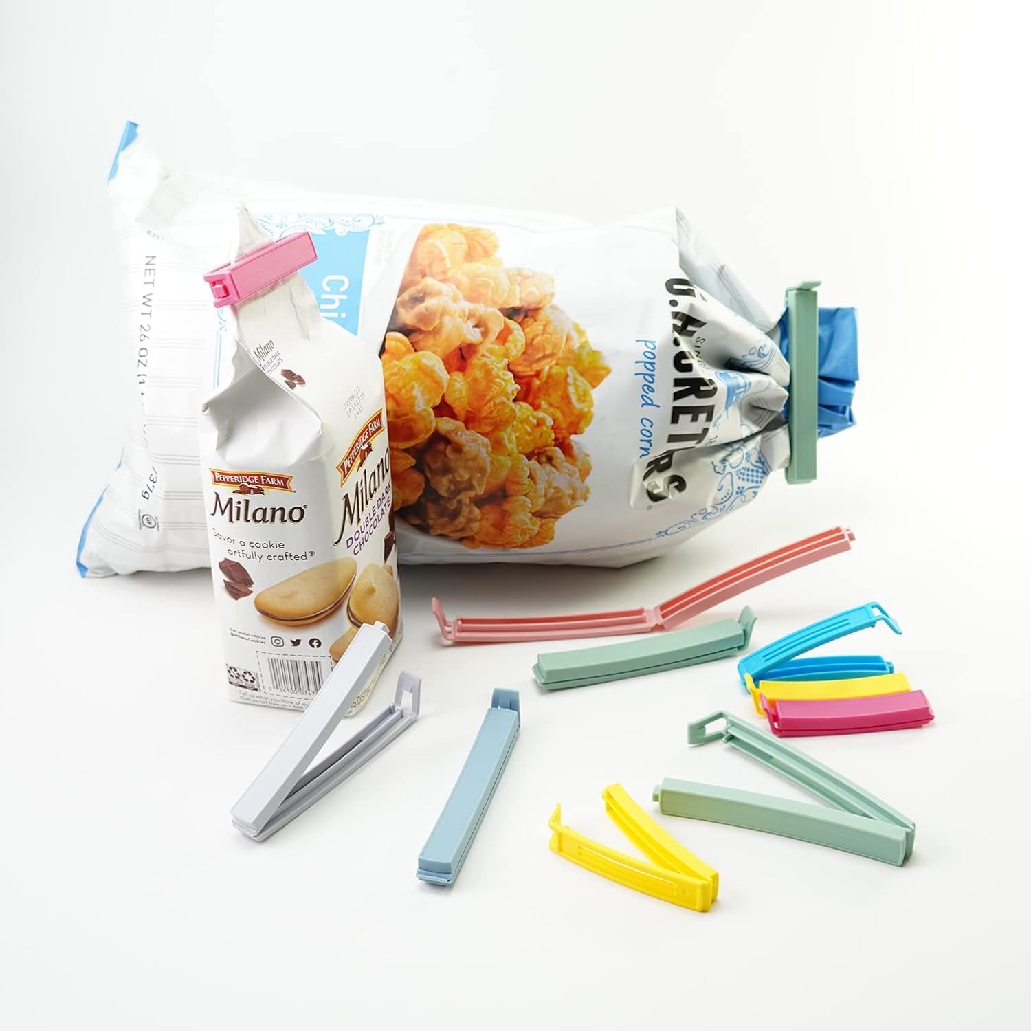 32 PCS Plastic Chip Clips for Food Packages, Curved Design Sealing Bag Clips for Food, Kitchen and Home, 2 Sizes(4.3inch x 20, 3.1inch x 12) - Image 6