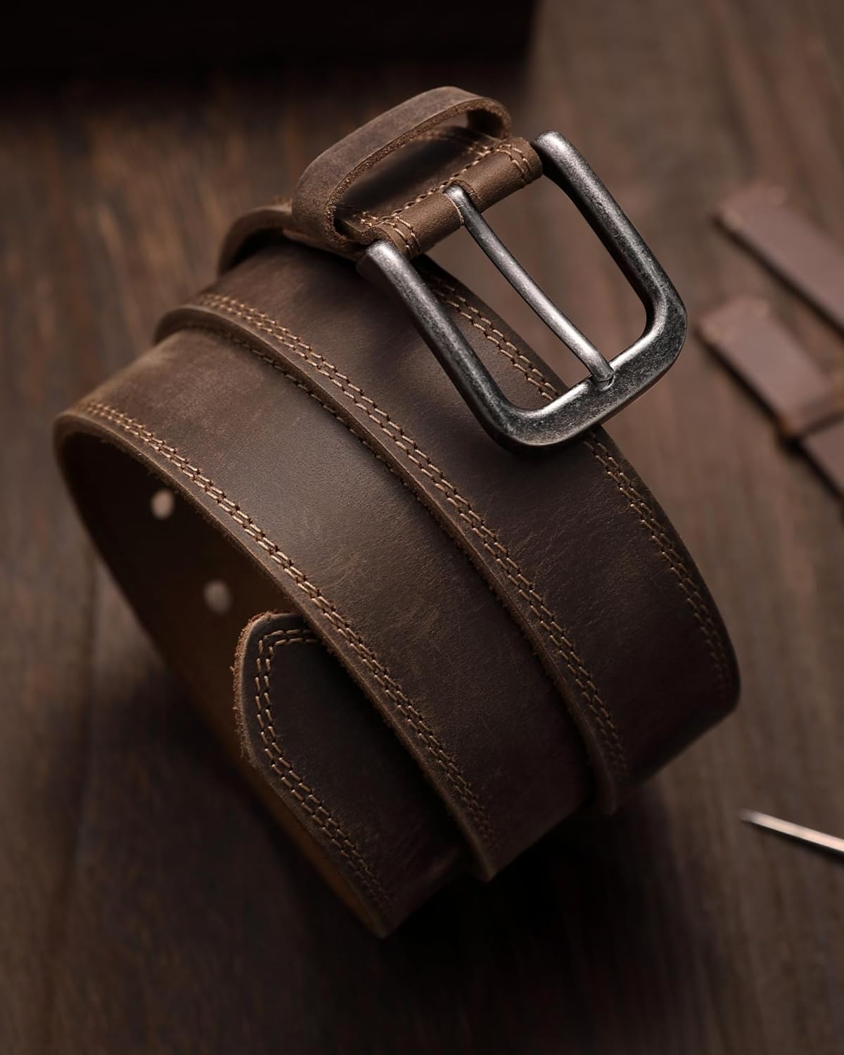 Mens Belts Leather - 35mm Genuine Leather Belts for Men - Ideal Match for Casual Jeans - Image 2