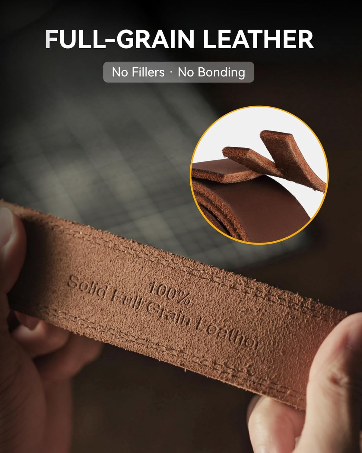 Mens Belts Leather - 35mm Genuine Leather Belts for Men - Ideal Match for Casual Jeans - Image 4