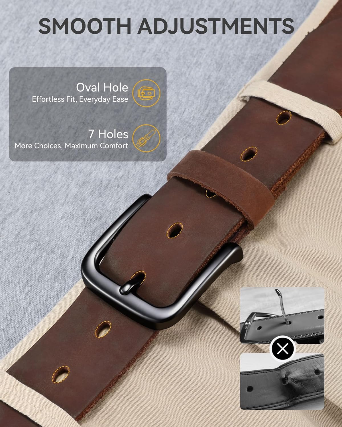 Mens Belts Leather - 35mm Genuine Leather Belts for Men - Ideal Match for Casual Jeans - Image 6