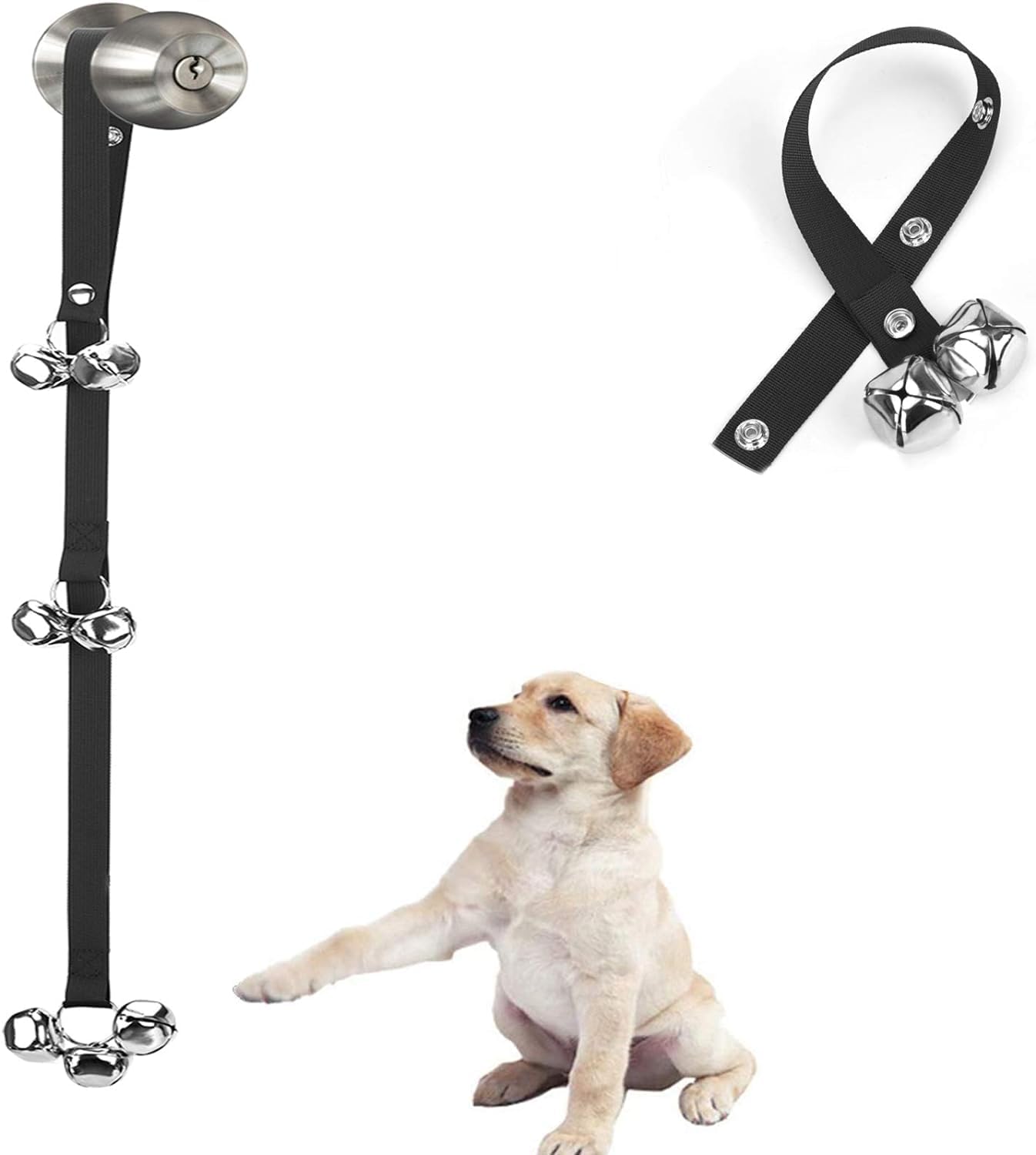 Upgraded Puppy Bells Dog Doorbells for Door Knob/Potty Training/Go Outside-Dog Bells for Puppies Dogs Doggy Doggie Pooch Pet Cat for Dog Lovers-Premium Quality-3 Snaps for Length Adjustment - Image 1