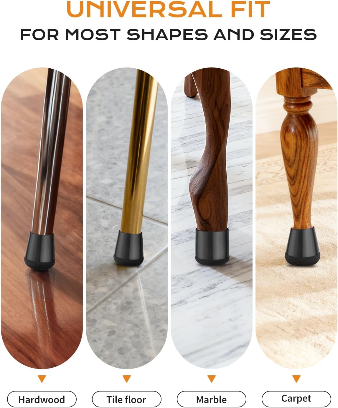 24 PCS Silicone & Felt Chair Leg Floor Protectors for Hardwood Floors - Furniture Pads, Chair Leg Covers/Cups - No Noise & Scratch-Proof - Round XS (Fits 9/16