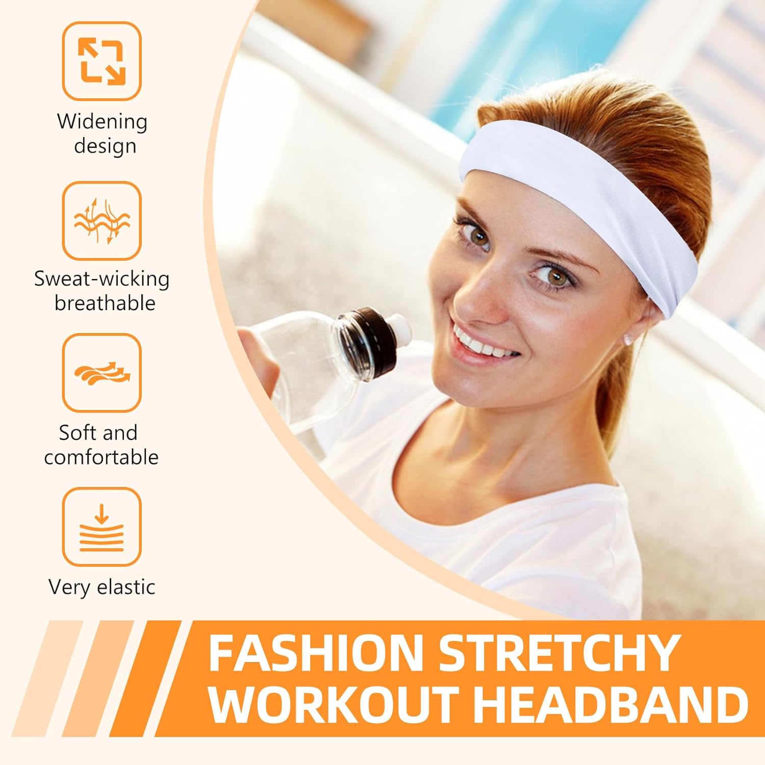 Headbands for Women 8PCS [Summer-Exclusive Headband], Non Slip Sports Headband Elastic Soft Running Fashion Headband Absorb Sweat Headbands for Men for Women for Working Out, Travel - Image 2